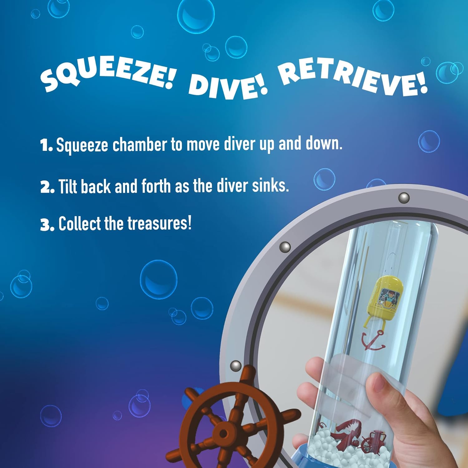 CLAWSOME! Treasure Diver Handheld Water Game | Retro Mini Sea Diving STEM Toys for Adults, Girls & Boys Ages 6-12