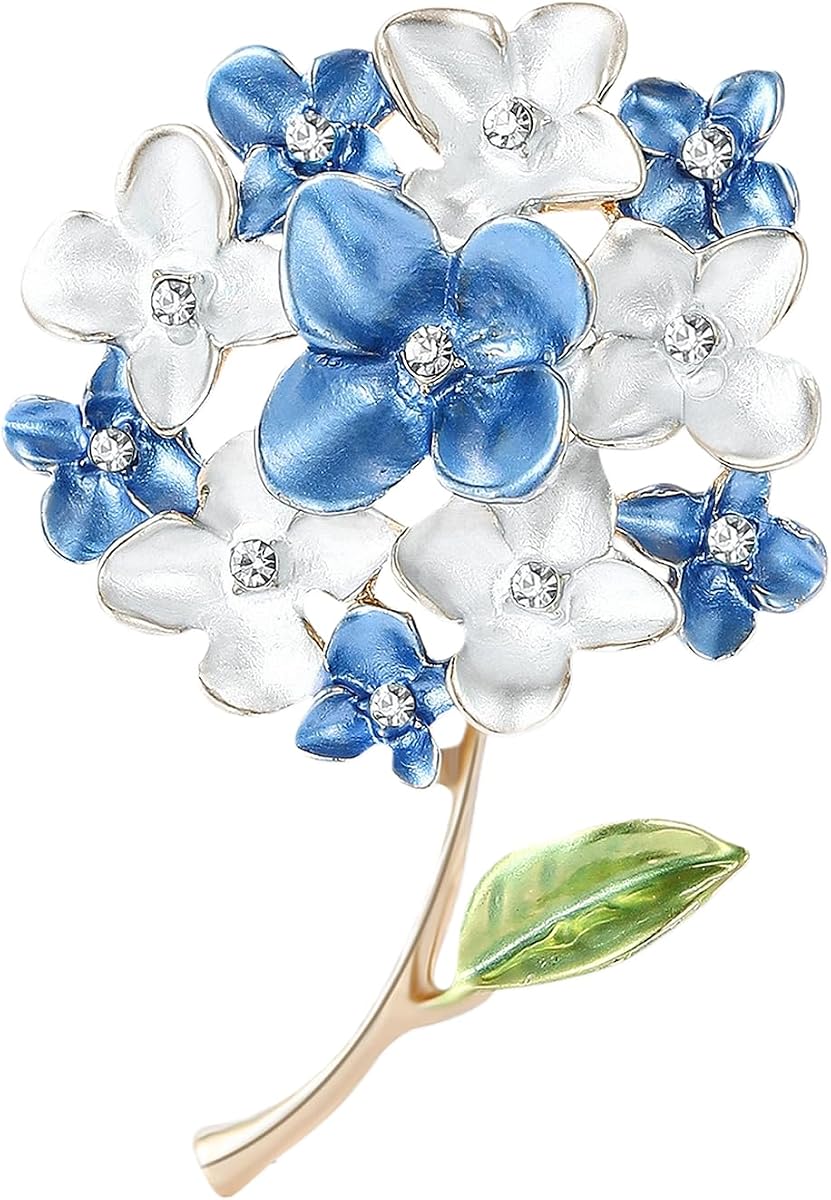 Forget Me Not Flower Brooch Alloy Rhinestone Floral Pin for Coat Dress Scarf Women