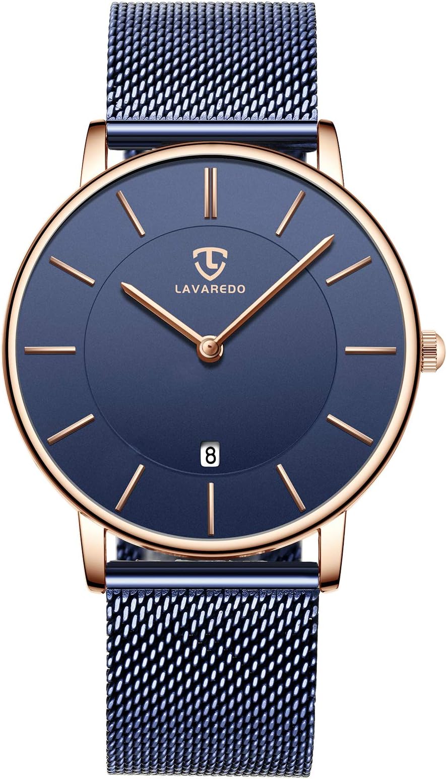 Mens Watch, Minimalist Fashion Simple Wrist Watch Analog Date with Stainless Steel Mesh Band