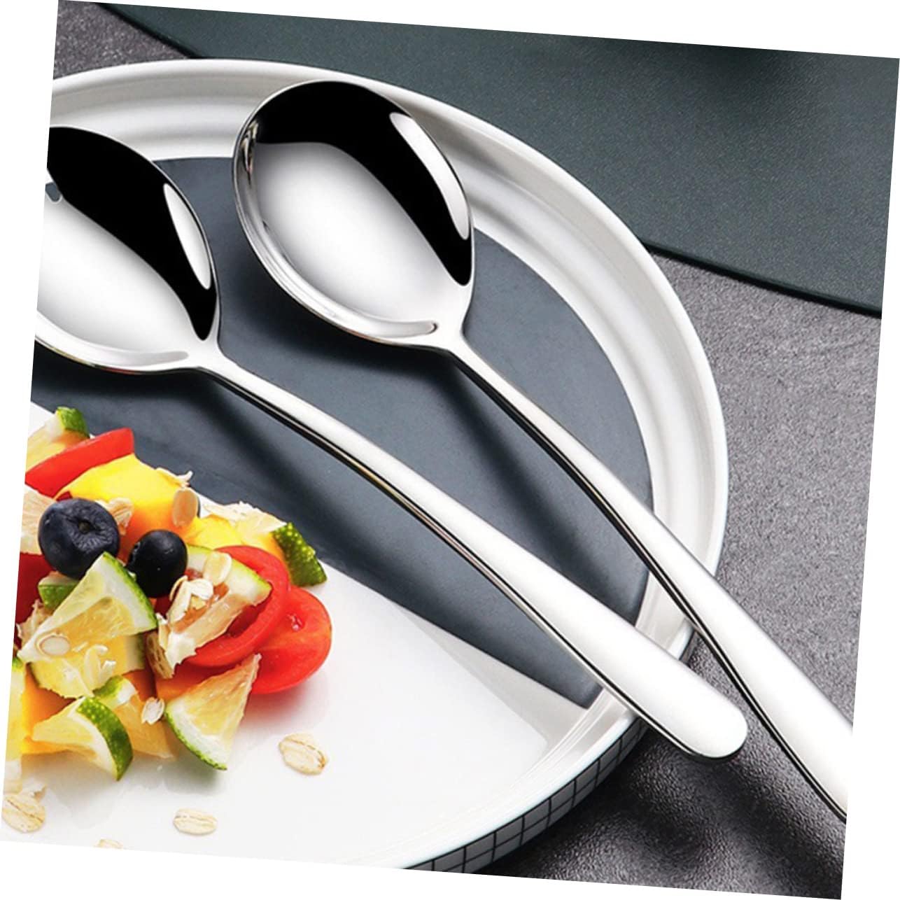 BESTonZON 3 sets Utensils Dinner Serving Flatware Tool Spoons Steel Stainless Pasta Dessert Buffet Banquet Fork Gadgets Kitchen Party Servers Fruit and for Silver Spoon Salad Metal