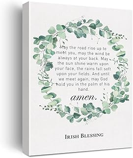 Christian Canvas Wall Art May the Road Rise Up to Meet You Irish Blessing Canvas Print Positive Scripture Canvas Painting Home Bedroom Wall Decor Framed Wedding Gift 12x15 Inch