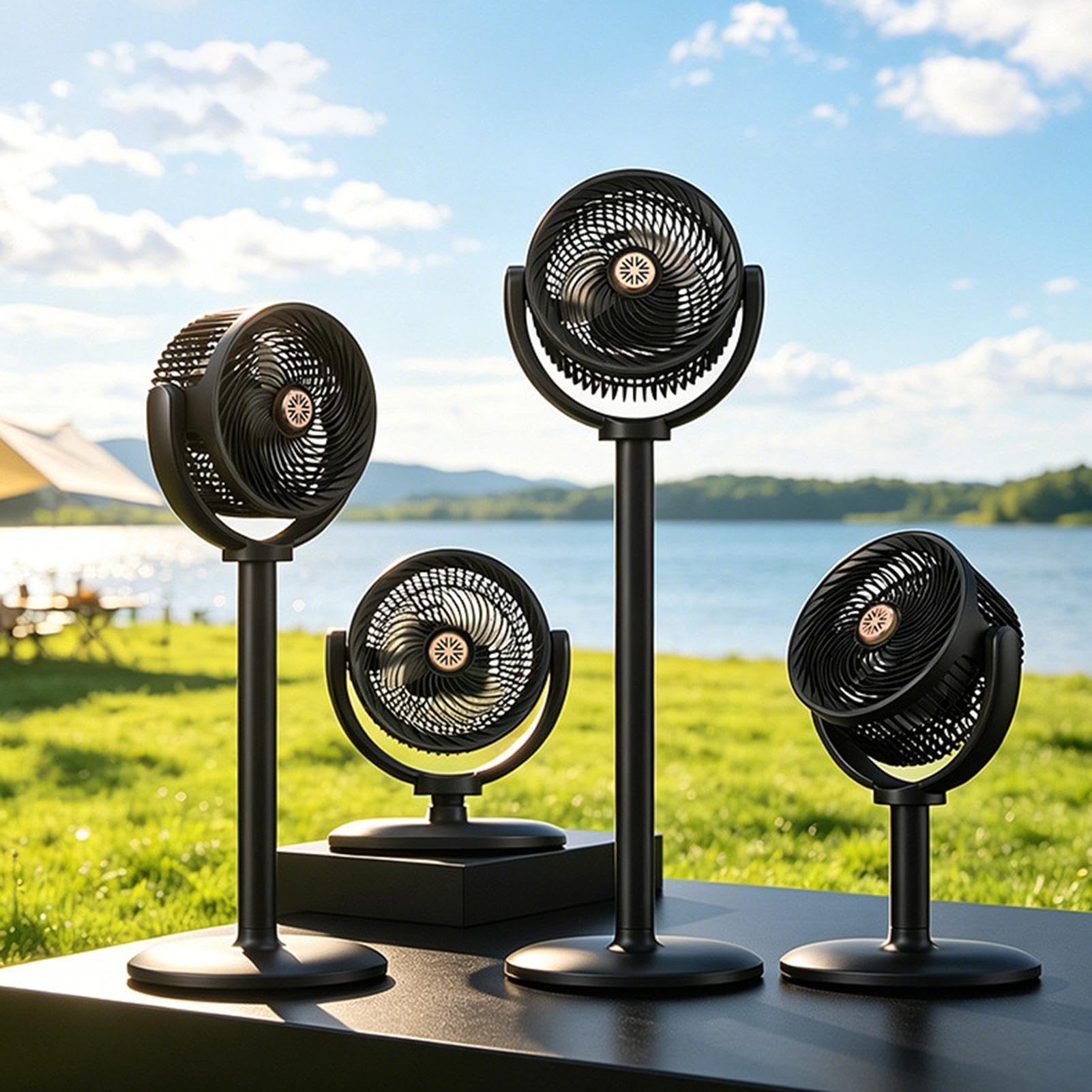 Ventilador Oscilante Soplador Solar Ajustable En Altura Potente Con Luz | Ventilador Grande de 5 Velocidades Para Garaje Oficina Patio Tienda Dormitorio Baño Interior Habitación Hogar