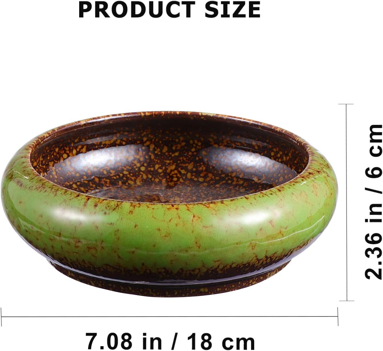 Angoily Round Ceramic Planter Succulent Cactus Retro Flower Pot Water Lily Hydroponic Bowl Plant Pot for Home Office Decoration Green