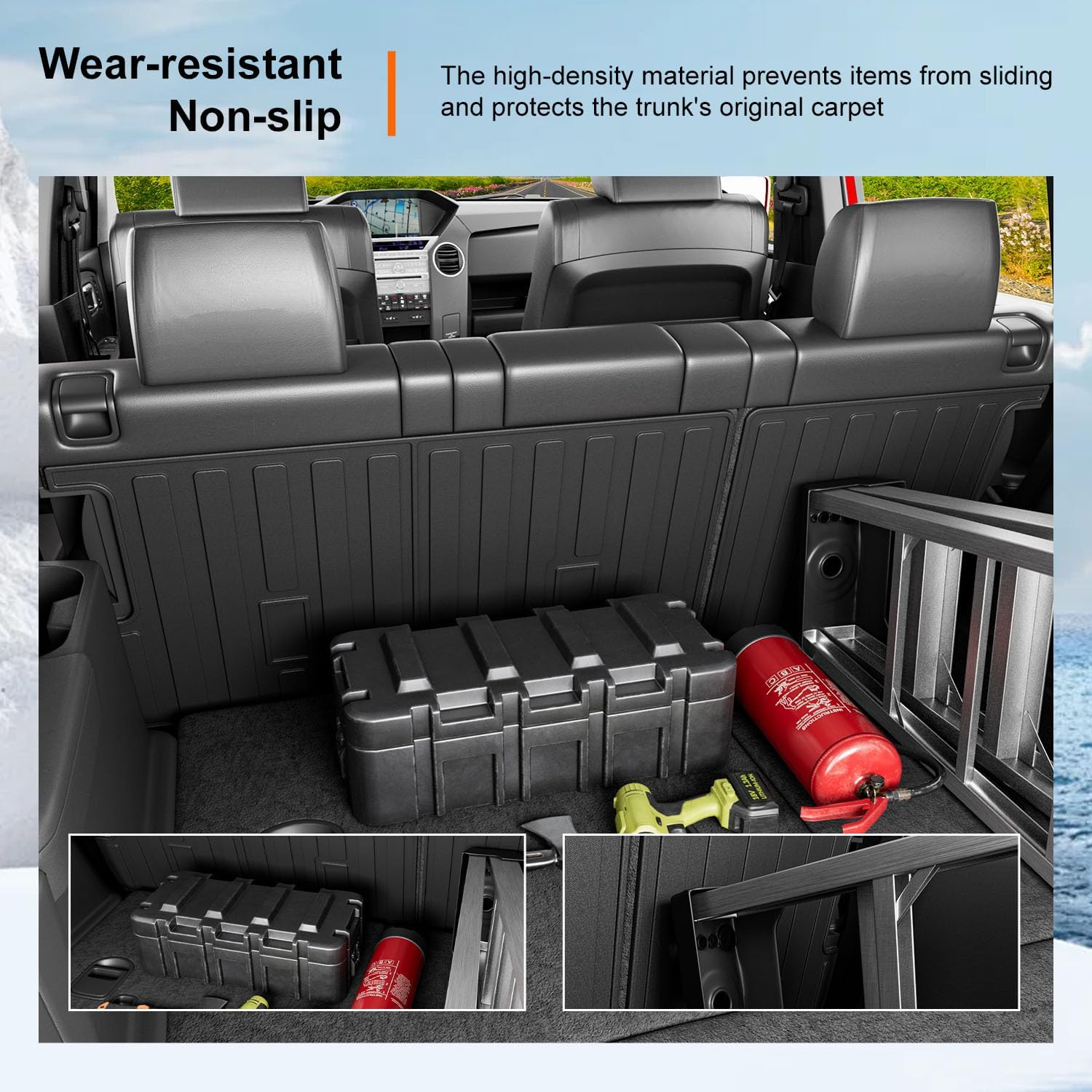 powoq Cargo Mat Compatible with 2009-2015 Honda Pilot Trunk Mat Cargo Liner TPE Backrest Trunk Liner 2nd Back Seat Protector Replacement for 2009-2015 Honda Pilot Accessories