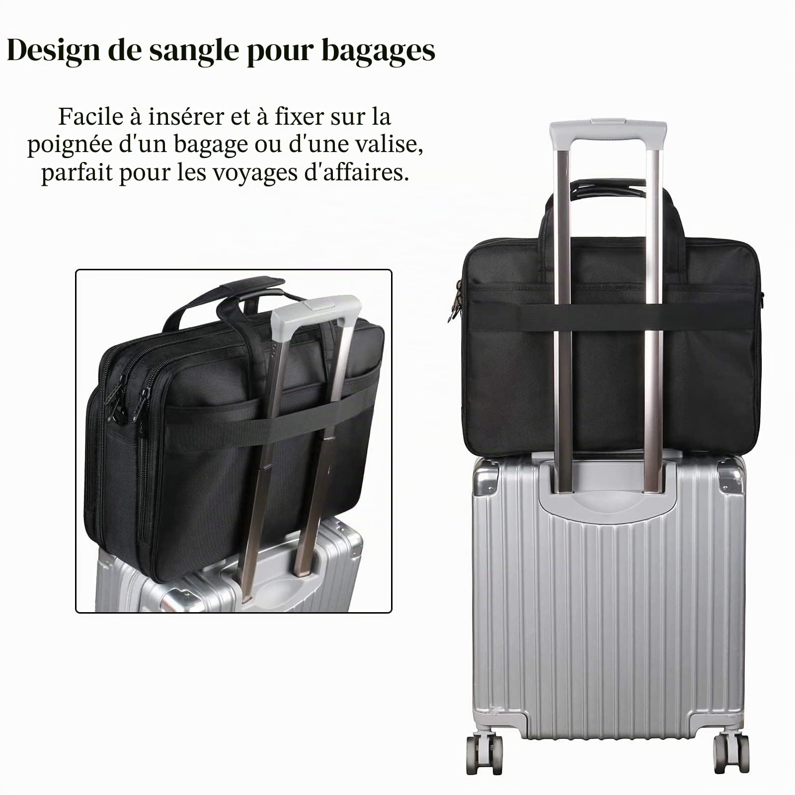 Mancro Sacoche Ordinateur Portable 17 Pouces, Mallette d'Affaires étanche Multifonctionnelle Noir