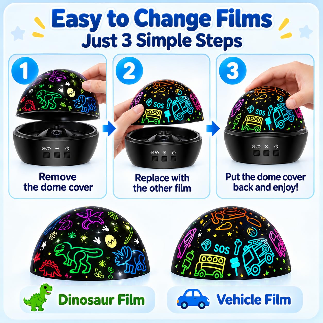 MINGKIDS Dino & Vehicle Night Light Projector -2 MINGKIDS Dino & Vehicle Night Light Projector -2