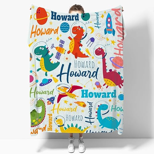 Manta personalizada para amantes de los dinosaurios con nombre personalizado de dinosaurio bebé, manta de franela suave, regalo significativo para