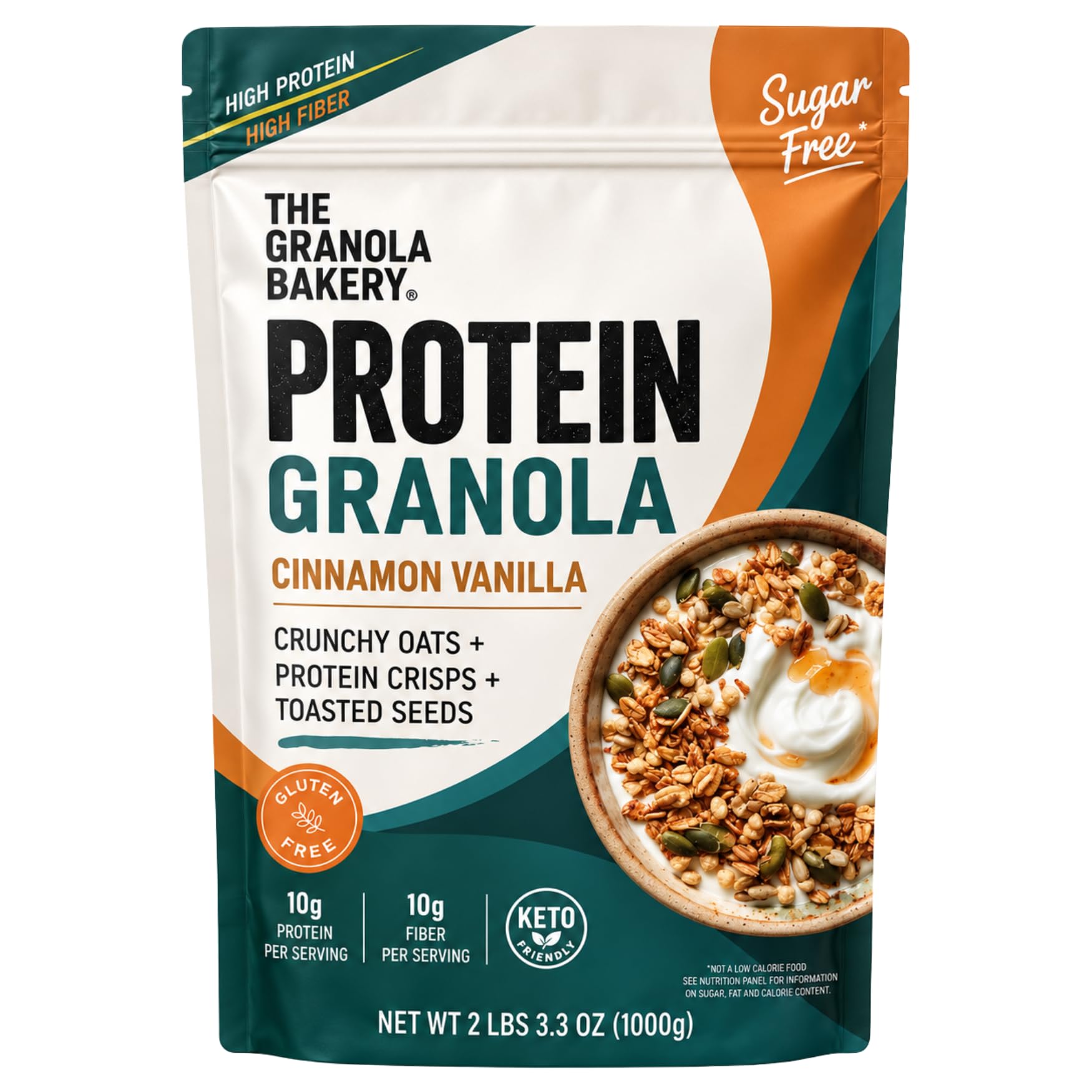 TGB Cinnamon Granola Cereal, 10g Protein, 10g Fiber, Sugar Free, 2.2lb Bag