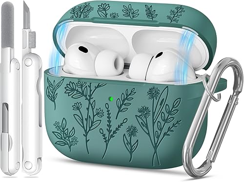 Miniatura 74 de Funda para Airpods Pro 3, Fundas con Grabado de Flores para Apple AirPods Pro de 3ª Generación 2025, Funda de Silicona Suave para Hombres y Mujeres