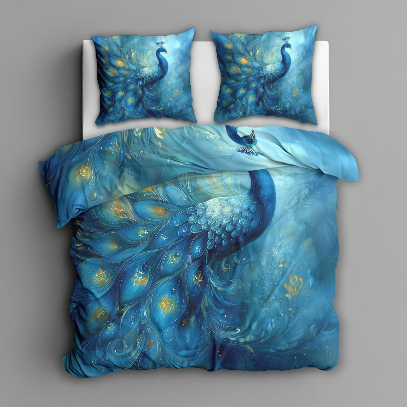 Parure de lit motif plume de paon pour transformer l'ambiance de votre chambre