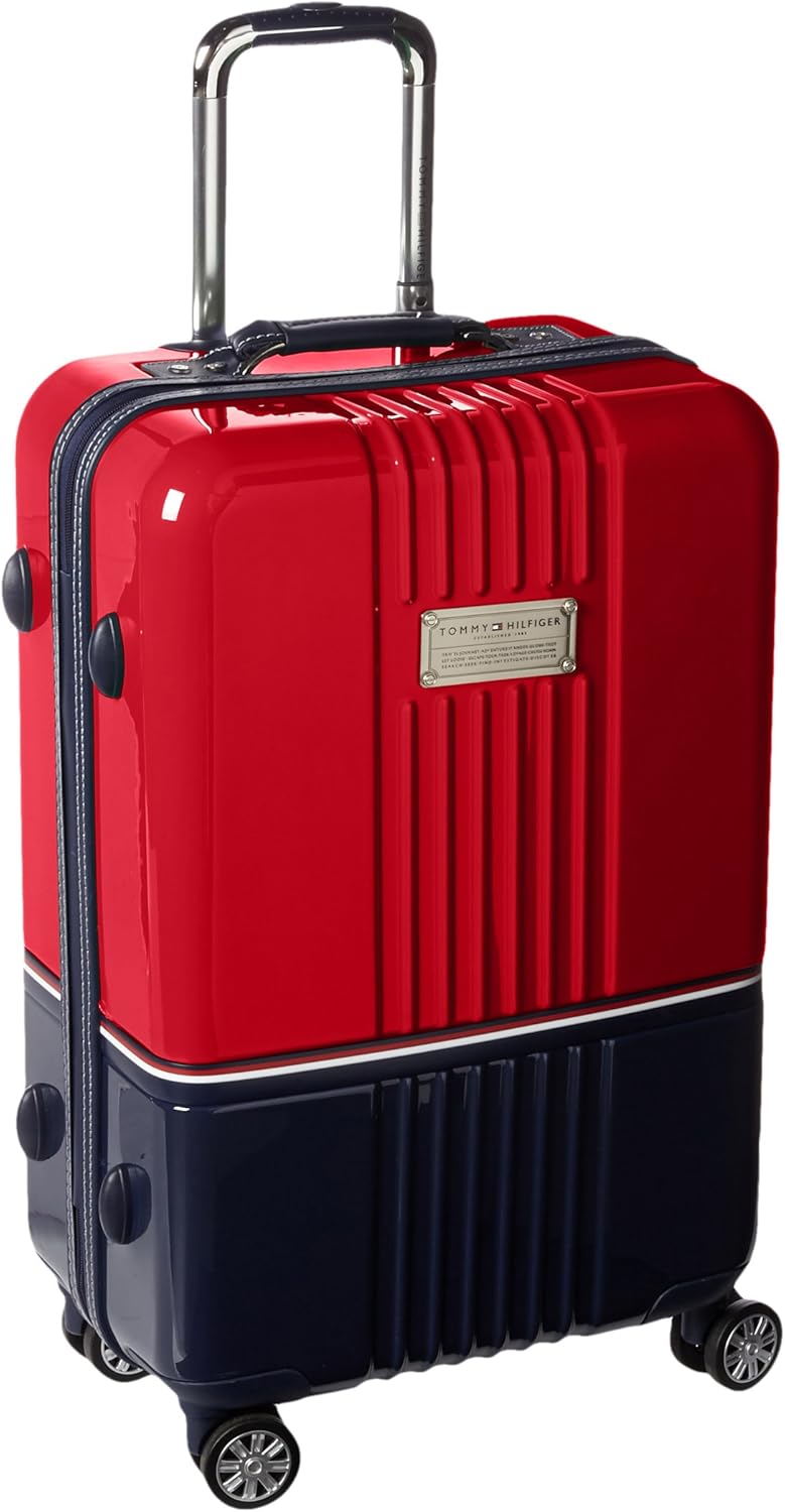 Tommy Hilfiger Duo Chrome 24" Spinner, Luggage, Red/Navy