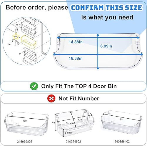 Miniatura 4 de Contenedor de puerta de refrigerador mejorado 241505501 compatible con Frigidaire FFSC2323TSA 241505501 piezas de repuesto LFSC2324VF3 FGSC2335TF0