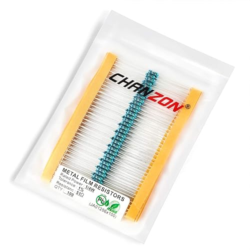 Vista 547 de Chanzon 100pcs 1/4W (0.25W) 33K Ω ohmios Resistencia fija de película metálica 0.01 ±1% Tolerancia 33KR MF Resistencias de orificio pasante