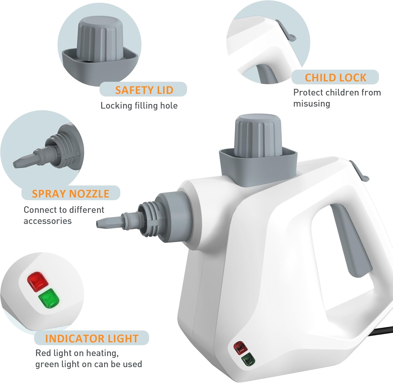 Kiss the Water Handheld Steam Cleaner for Couch, Pressurized Furniture