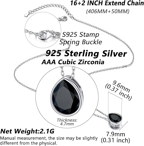 Miniatura 4 de Silvora Collar con colgante de circonita cúbica brillante de plata esterlina para mujer con embalaje de regalo