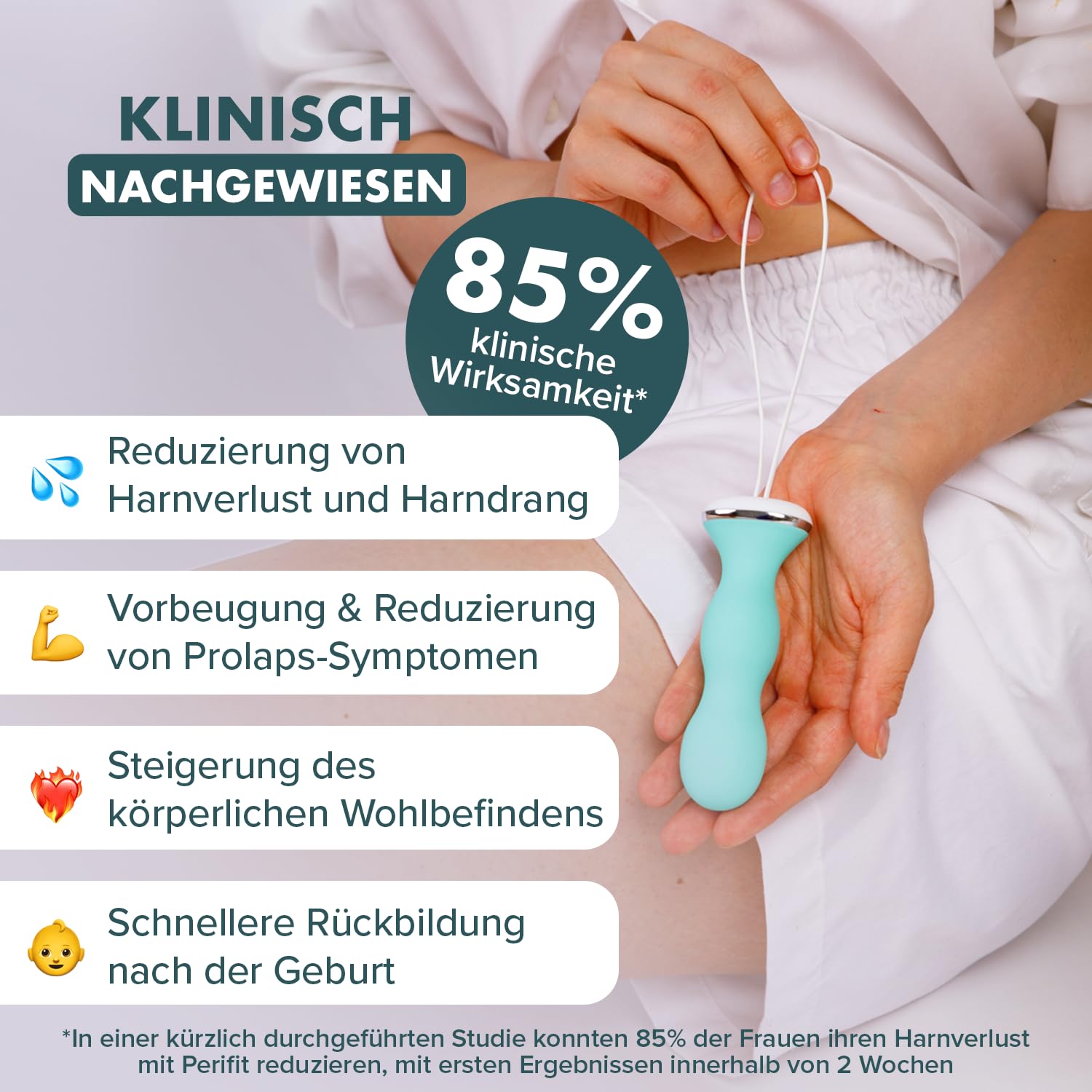 Perifit Care Beckenbodentrainer für Frau mit App – Elektrisches Kegel-Übungsgerät mit Biofeedback für Blasenkontrolle & Erholung nach der Geburt – CE-Medizinprodukt