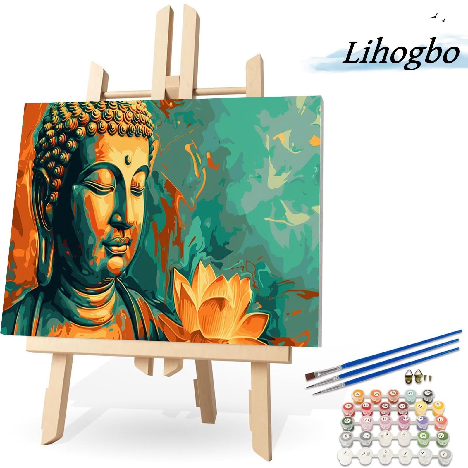 Dipingere con i Numeri Statua Zen Quadri da Dipingere Numerati, Paint by Numbers Adulti, Colorare con i Numeri Kit Pittura Bambini con Pennelli Pigmento Acrilico Disegno Pittura 100X135cm s-1247