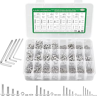 1440 PCS Nuts and Bolts Assortment, 304 Stainless Steel Hex Button Head Cap Screws Bolts and Nuts Kit - M2 M3 M4 M5 Machine Screws with 4 Wrench for Home Repairs, DIY, and Professional Use