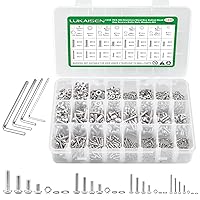 Vista 14 de Surtido de 1500 piezas de tornillos, tuercas y arandelas, kit de pernos y tuercas métricos M2 M3 M4 M5 M6 con cabeza hexagonal de casquillo, acero