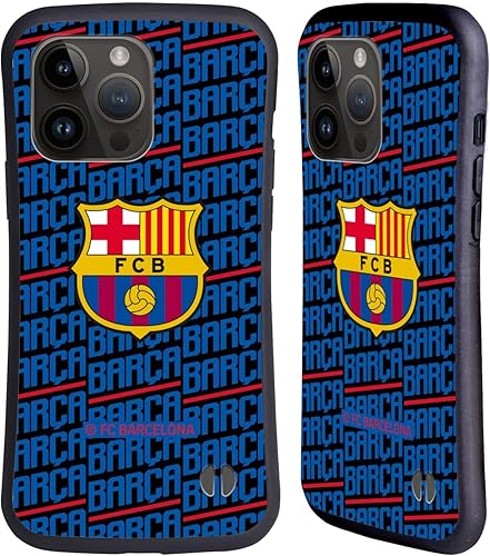 Head Case Designs Officially Licensed FC Barcelona Barca Crest Patterns Hybrid Case Compatible with Apple iPhone 15 Pro Max