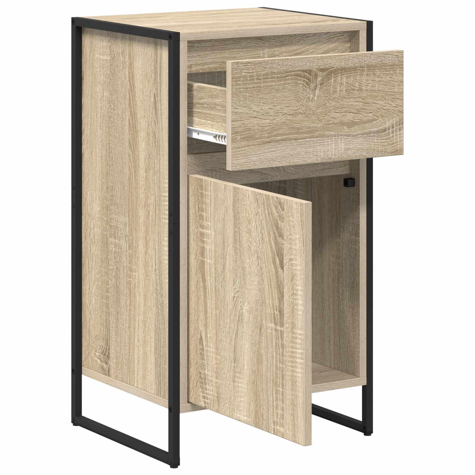 Aparador industrial Sonoma de madera, 43 x 36 x 75,5 cm, con marco de acero, diseño moderno, estantes ajustables para salón, cocina y pasillo