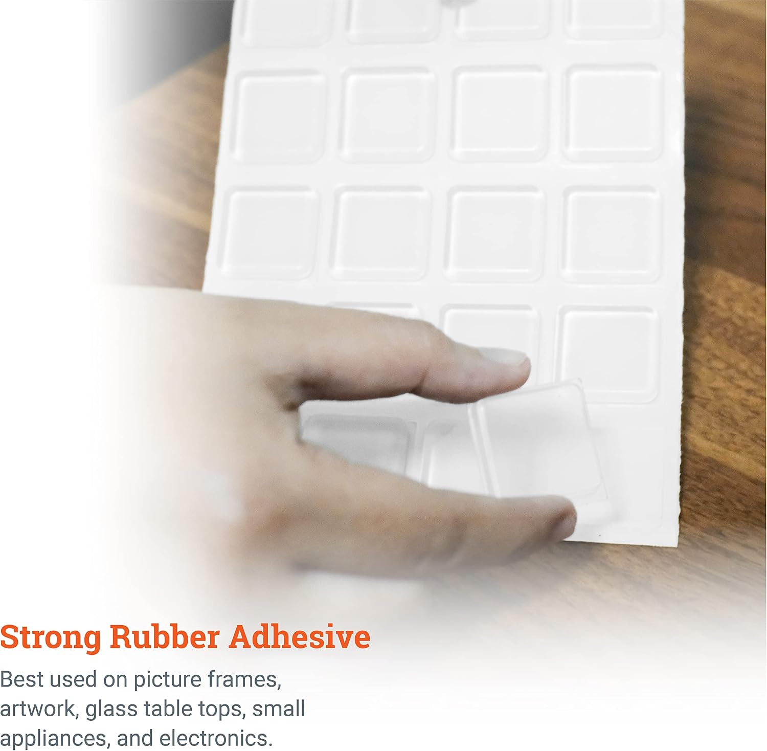 PHS Rubber Bumpers Self Adhesive, 20 Pack Clear Cabinet Door Bumpers, 1 Inch Square Adhesive Rubber Feet, Drawer Stops for Cabinets, Furniture, Glass