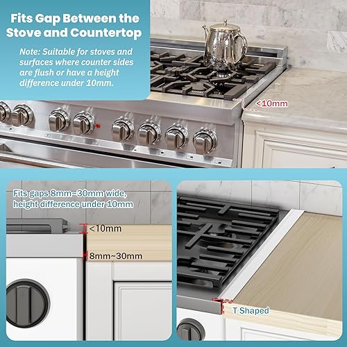 Miniatura 2 de 16.5"-33" Stove Counter Gap Covers, 316 Stainless Steel Gap Cover, Cooktop Trim Kit, Stove Gap Guards, Oven Gap Filler, Heat Resistant & Effectively