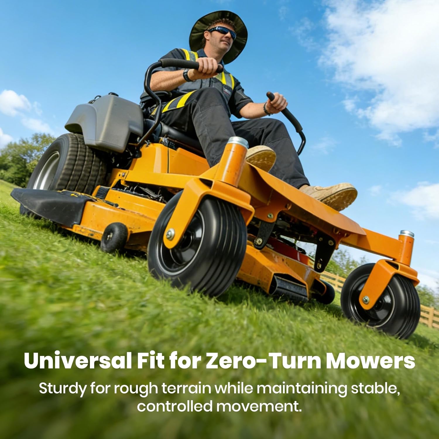AR-PRO (2-Pack) 11x4.00-5 Flat-Free Tire and Wheel Assembly, 11x4-5 Solid Rib Tread Zero-Turn Mower Front Wheel, 3.4" Centered Hub, 3/4" & 5/8" Bushings