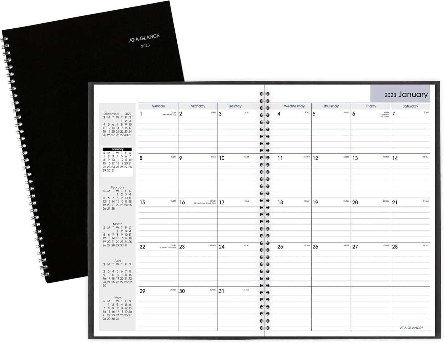 AT-A-GLANCE 2023 Monthly Planner, DayMinder, 8" x 12", Large, Faux Leather, Black (SK200)