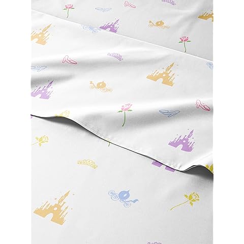 Kids Twin Size Princess Bed Sheets - 3 Piece Kids Princess Sheet Set - Castle Themed Bedding - Ultra-Soft, Cute & Cozy - Breathable & Machine Washable - Rose Bed Set for Boys, Girls, Teens & Toddlers