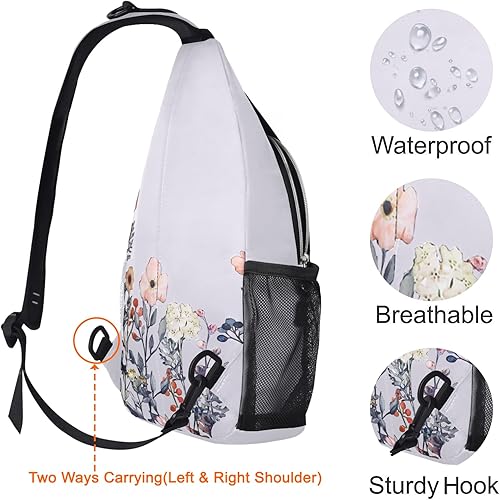 Miniatura 5 de MOSISO Mochila bandolera multiusos para viajes, senderismo, jardín, flores, cuerda, bolsa cruzada para hombro