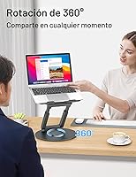 Vista 2 de tounee - Soporte telescópico para computadora portátil para escritorio con base giratoria de 360°, de sentado a de pie, altura ajustable, elevador