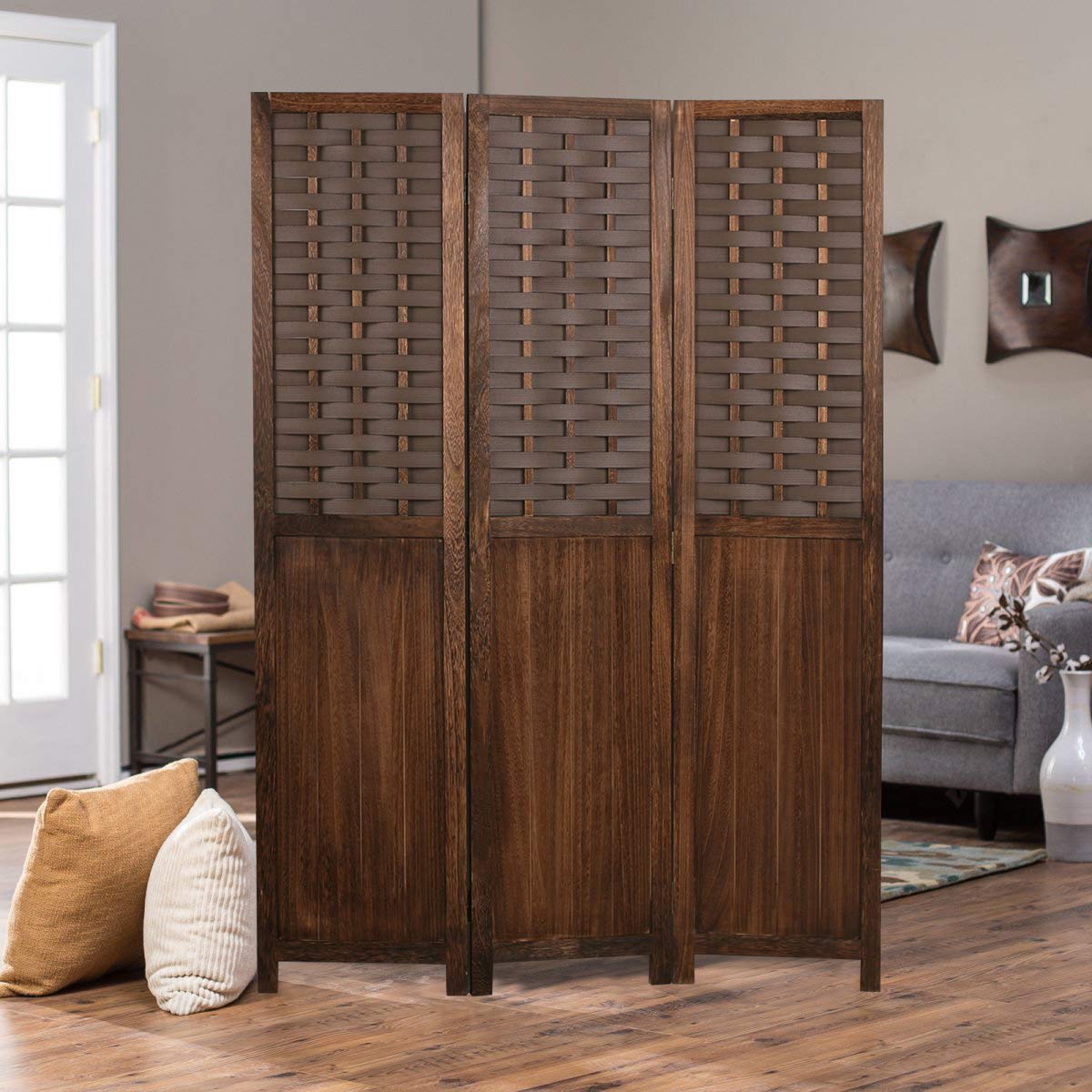 Buy COZAYH 3 Panel 67” Paulownia Wood Screen Room Divider, Folding Room