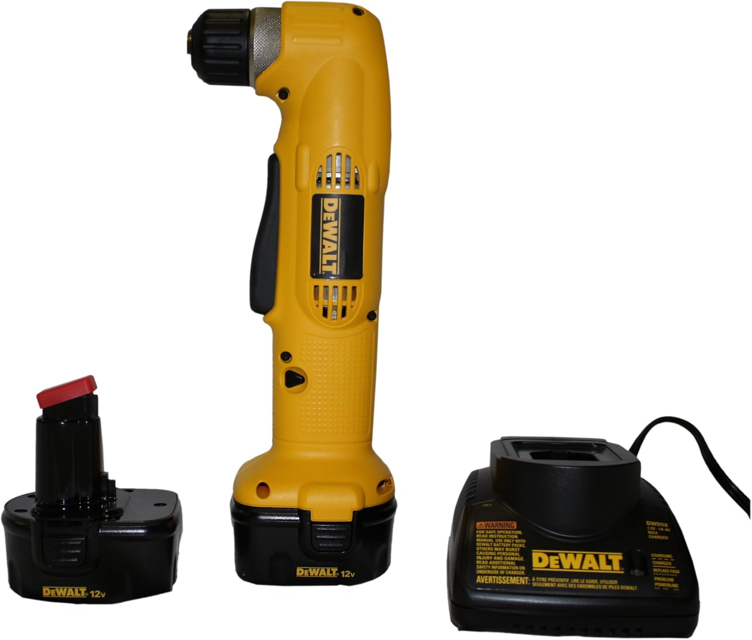 FactoryReconditioned DEWALT DW965K2R 12Volt 3/8Inch Right Angle Drill Kit Power Right