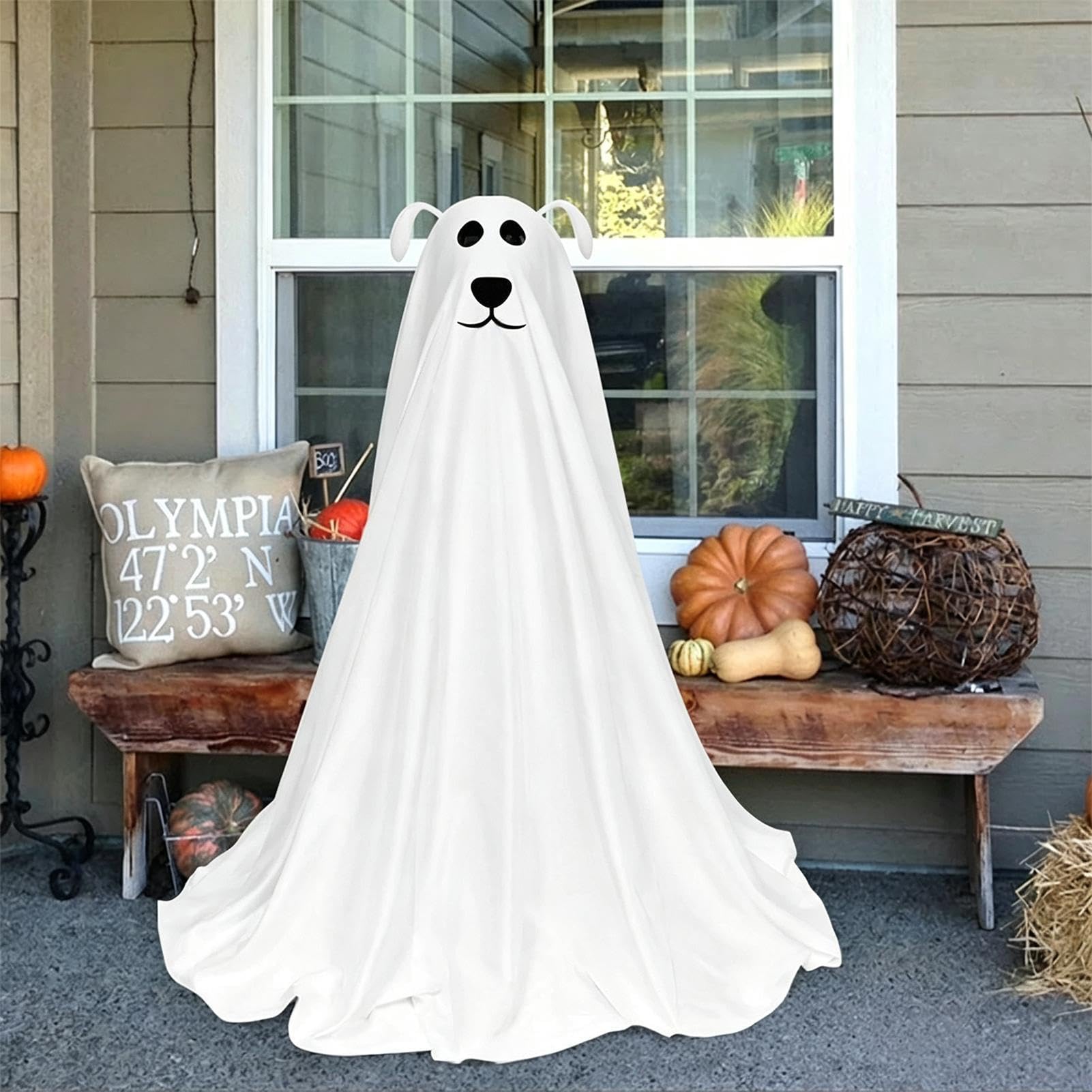 Halloween fantasma illuminato 3D di cane carino con altezza regolabile