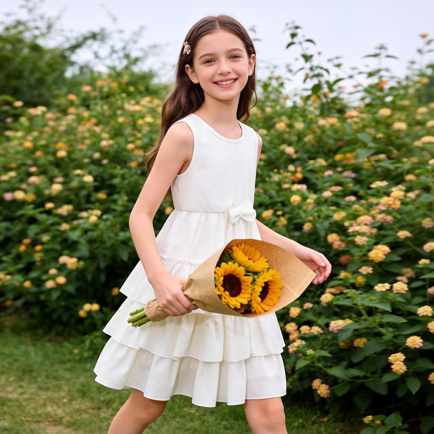 Girls Dress Kids Sleeveless Casual Dresses Little Girls Summer A-line Beach Sundress - Image 5