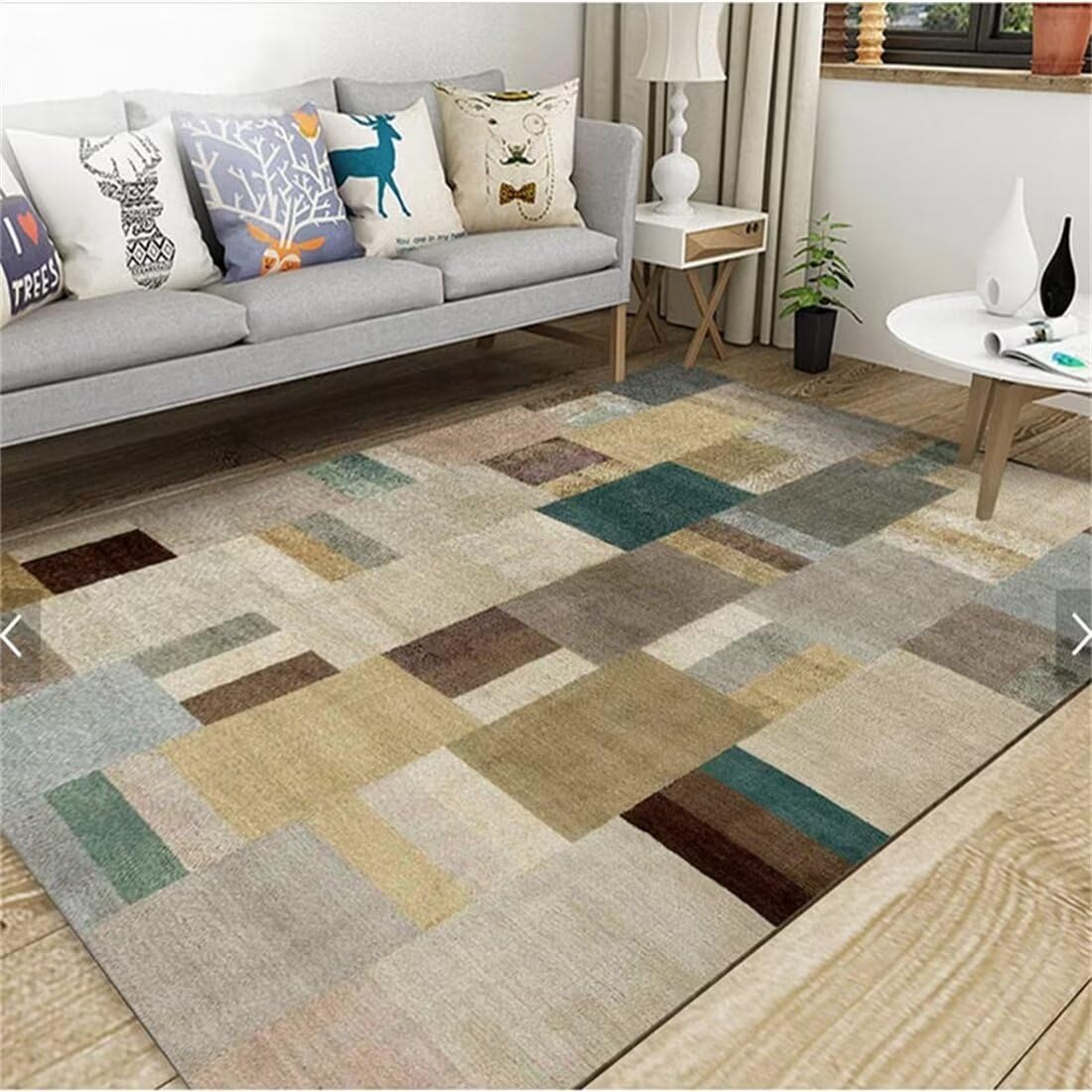 Tapis pour cuisine et déco salon gris flou 60X120CM style géométrique