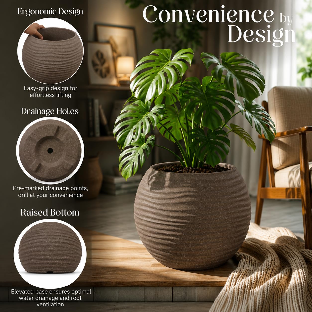 YUCCABE Round Wave Planter - Durable & Stylish -5
