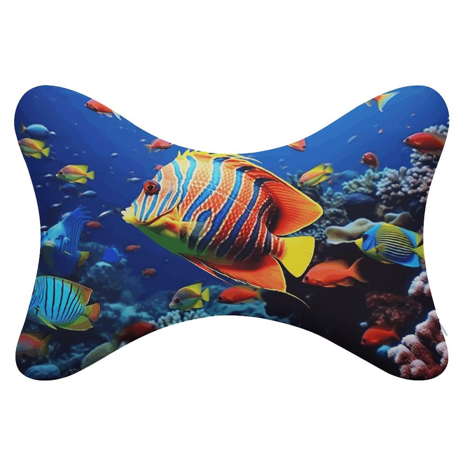 Adfgyerh Style Sea Fishes Pillow ，Memory Foam Pillow Core，Cushion,Provide Neck Support，Car Pillows For Travel Car Seats And Home Offices.