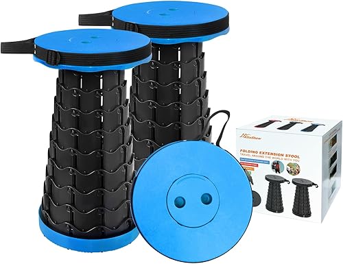 Miniatura 9 de Juego de 2 taburetes plegables mejorados, taburetes plegables portátiles, silla plegable para camping, pesca, senderismo, barbacoa y actividades al