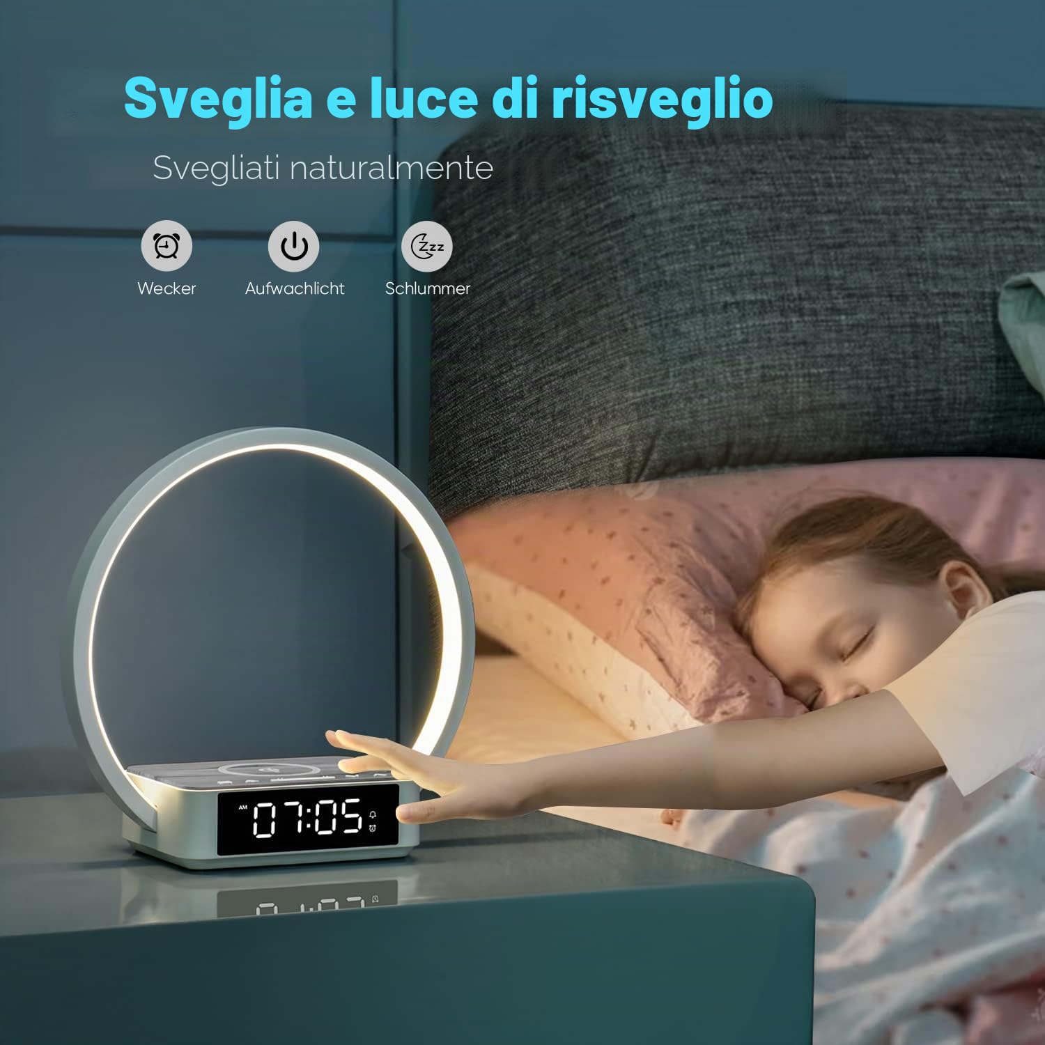 GreHom WILIT Lampada da Comodino con Ricarica Wireless 10W — immagine 14 di 16