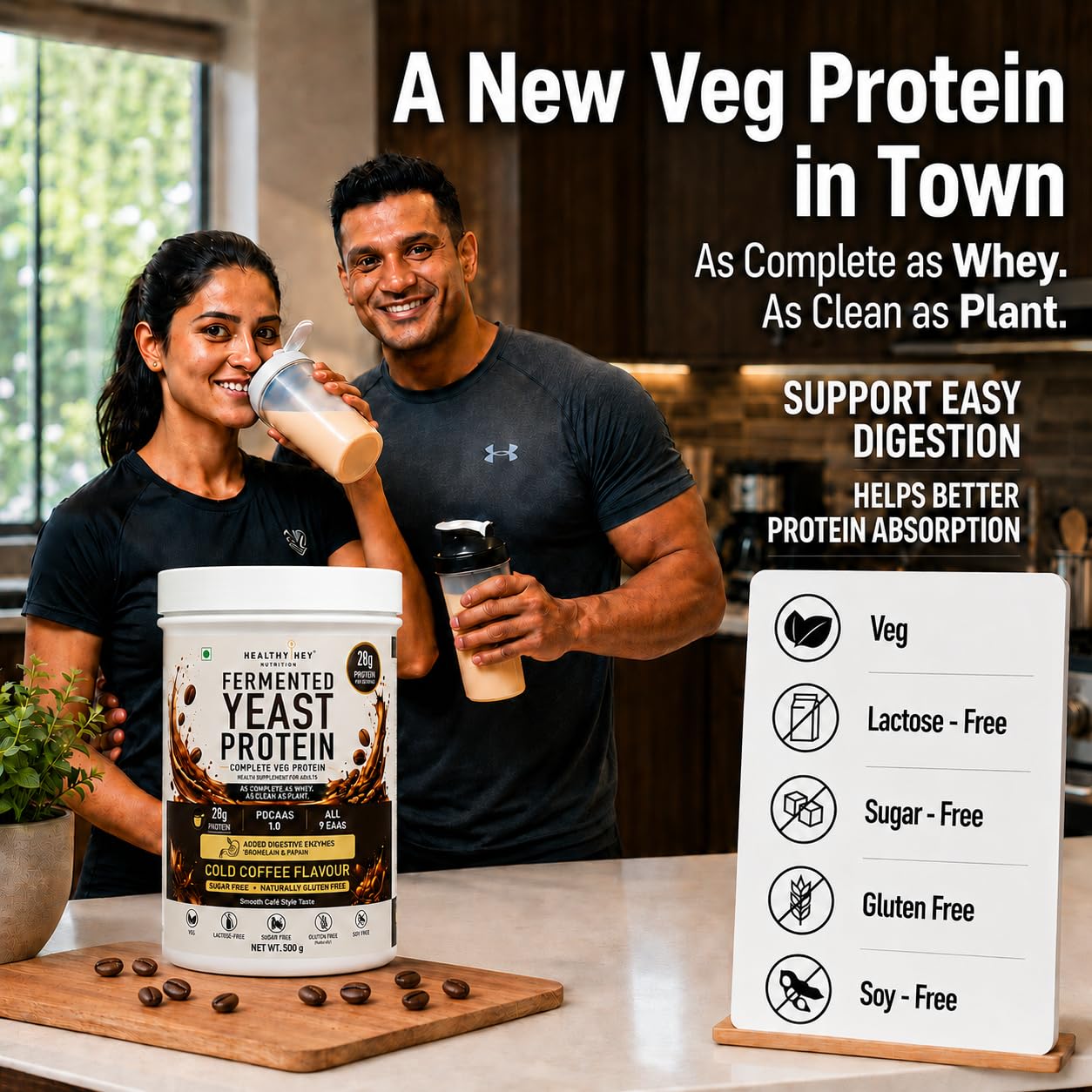 HealthyHey Nutrition Fermented Yeast Protein - Cold Coffee Flavour - 500g — Amazon image 4
