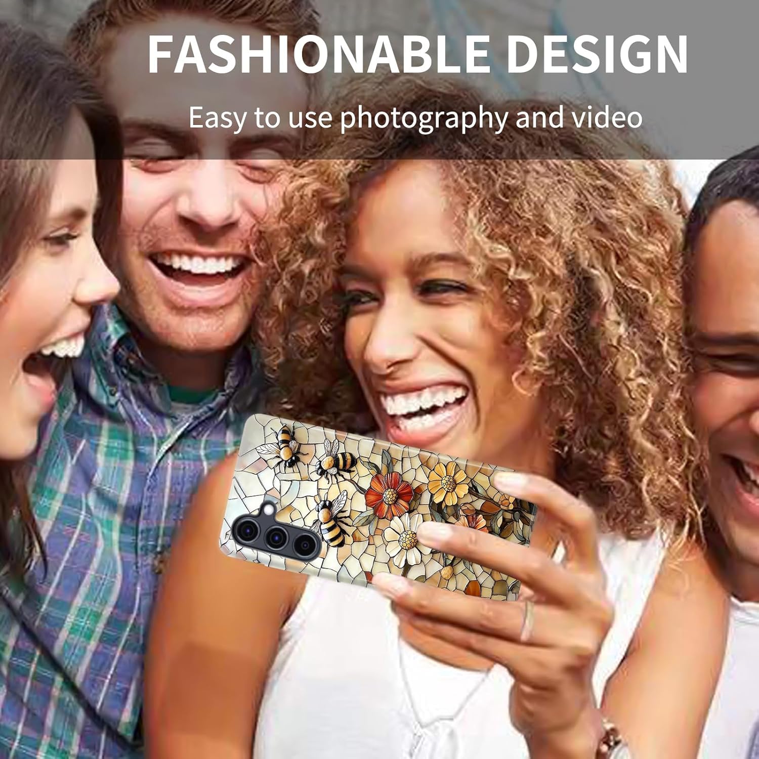 Compatible for Samsung Galaxy A36 5G Case,Individualized and Distinctive Double Layer Protection Shockproof Phone Cover for Women Men Girl Boy,Bees Picking Nectar and Flowers Fluttering - Image 4