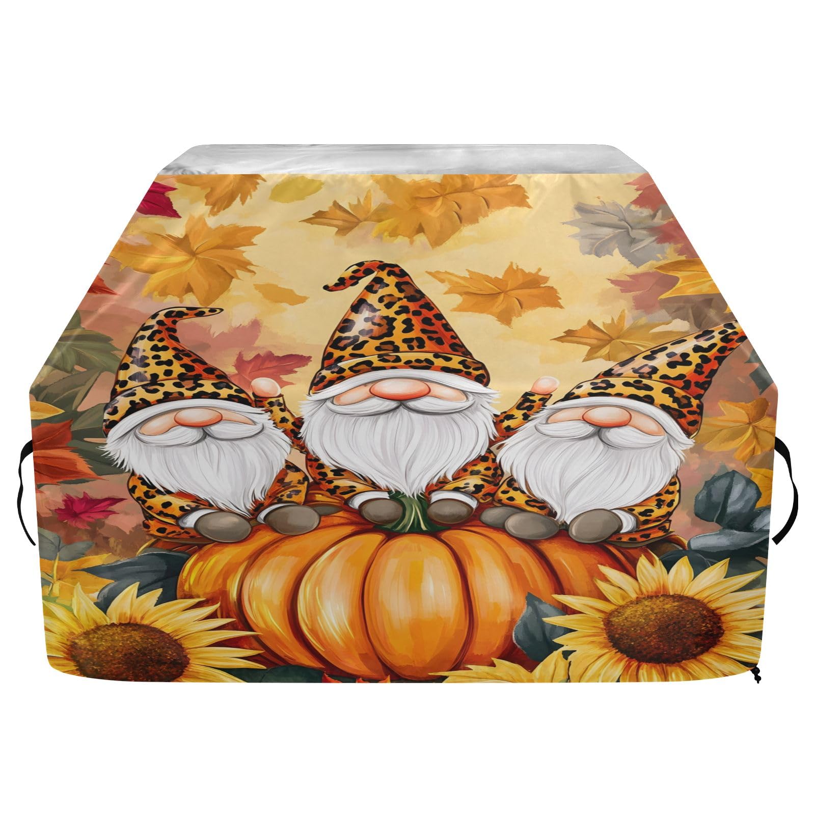 Copertura per barbecue di alta qualità, impermeabile, resistente allo sbiadimento, resistente, adatta per griglie fino a 63 cm di larghezza, cappello con stampa leopardata, girasole e zucca