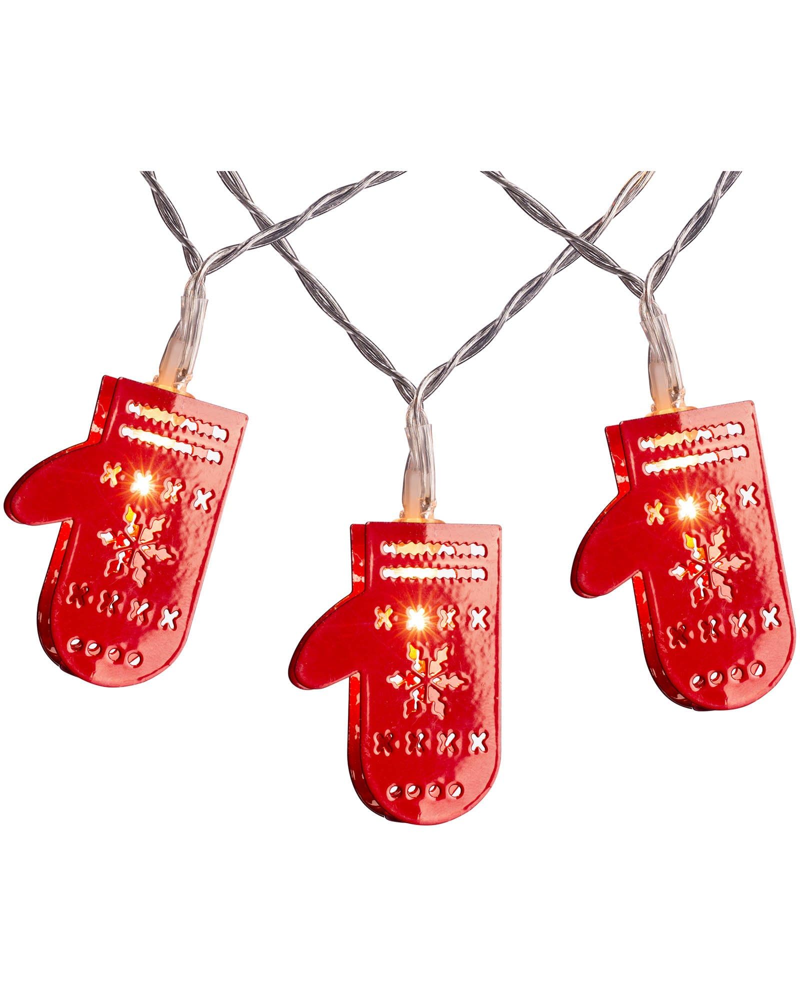 WeRChristmas Pre-Lit Santa Gloves LED Light String, Red, 5cm