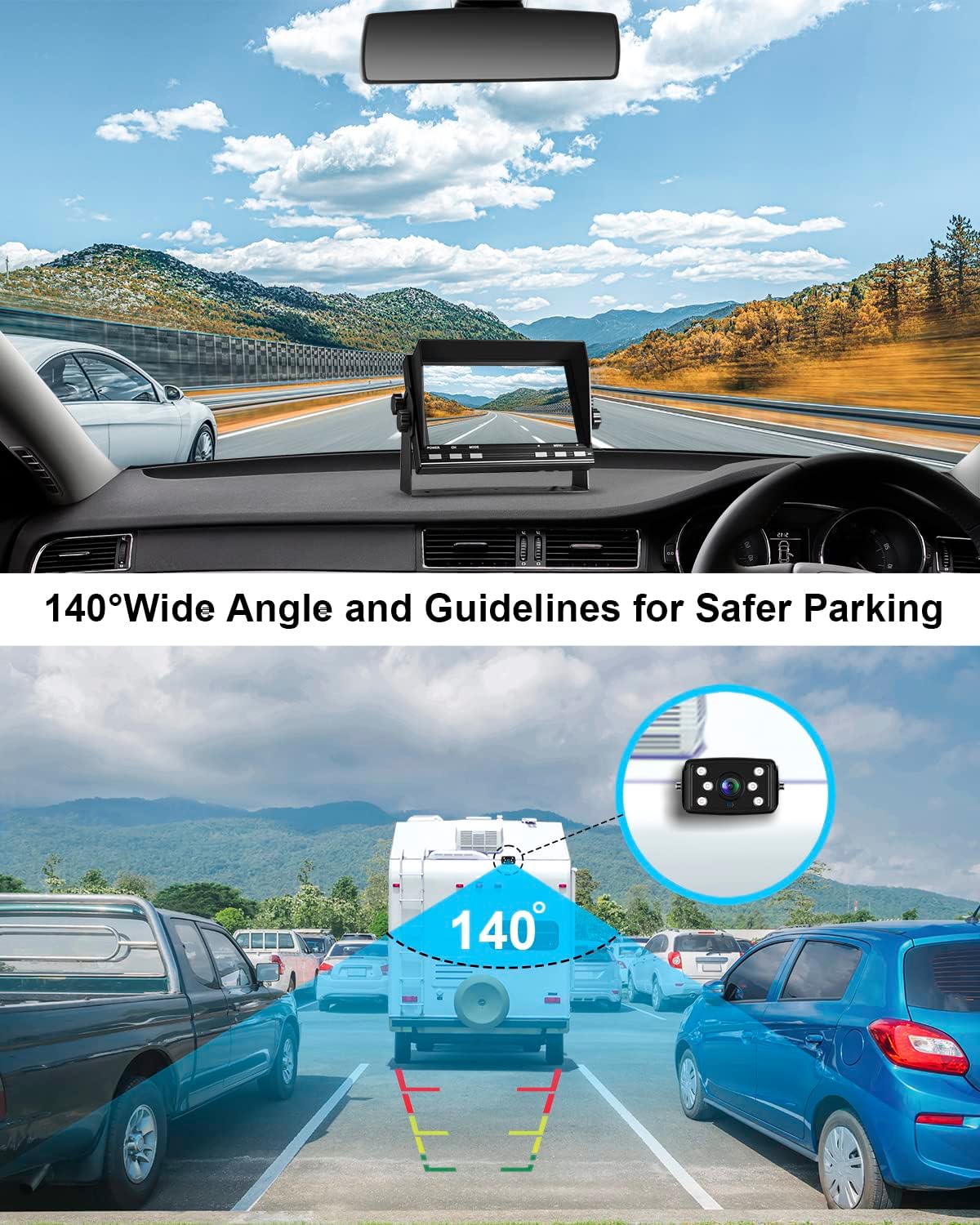 RV Backup Camera AHD 1080P, 7 Inch Vehicle Back Up Camera Systems with IP69 Waterproof Rear View Camera IR Night Vision, Wire Reserve Camera for Car/Trucks/RV/Trailer/Camper/Van : Electronics