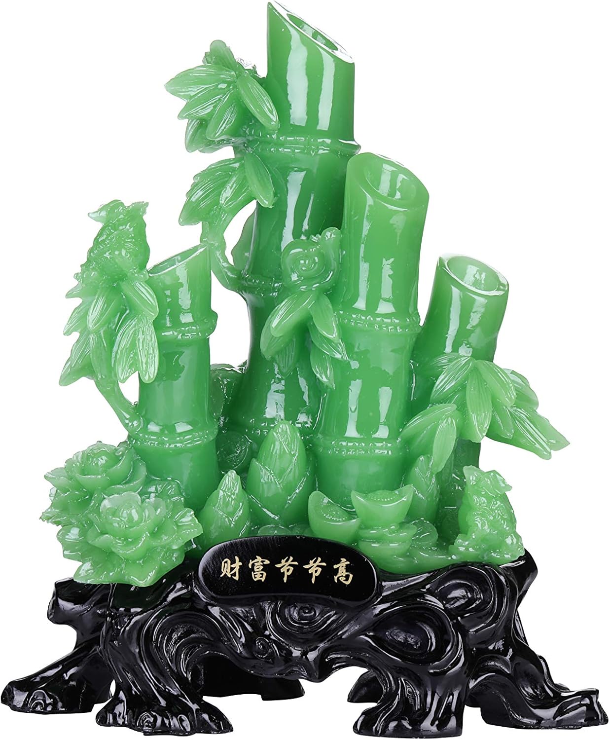 I-MART Feng Shui Decor Lucky Bamboo Statue – 13.19" Jade-Like Resin Feng Shui Sculpture for Wealth, Success & Harmony – Chinese Bamboo Plant Ornament for Home & Office