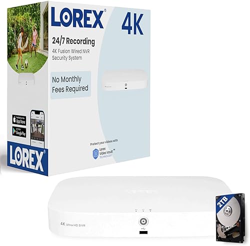 Lorex Cámara de seguridad Fusion 4K de 16 canales (8 con cable y 8 fusiones) grabadora IP NVR de 2 TB (solo grabadora N847, cámaras no incluidas),