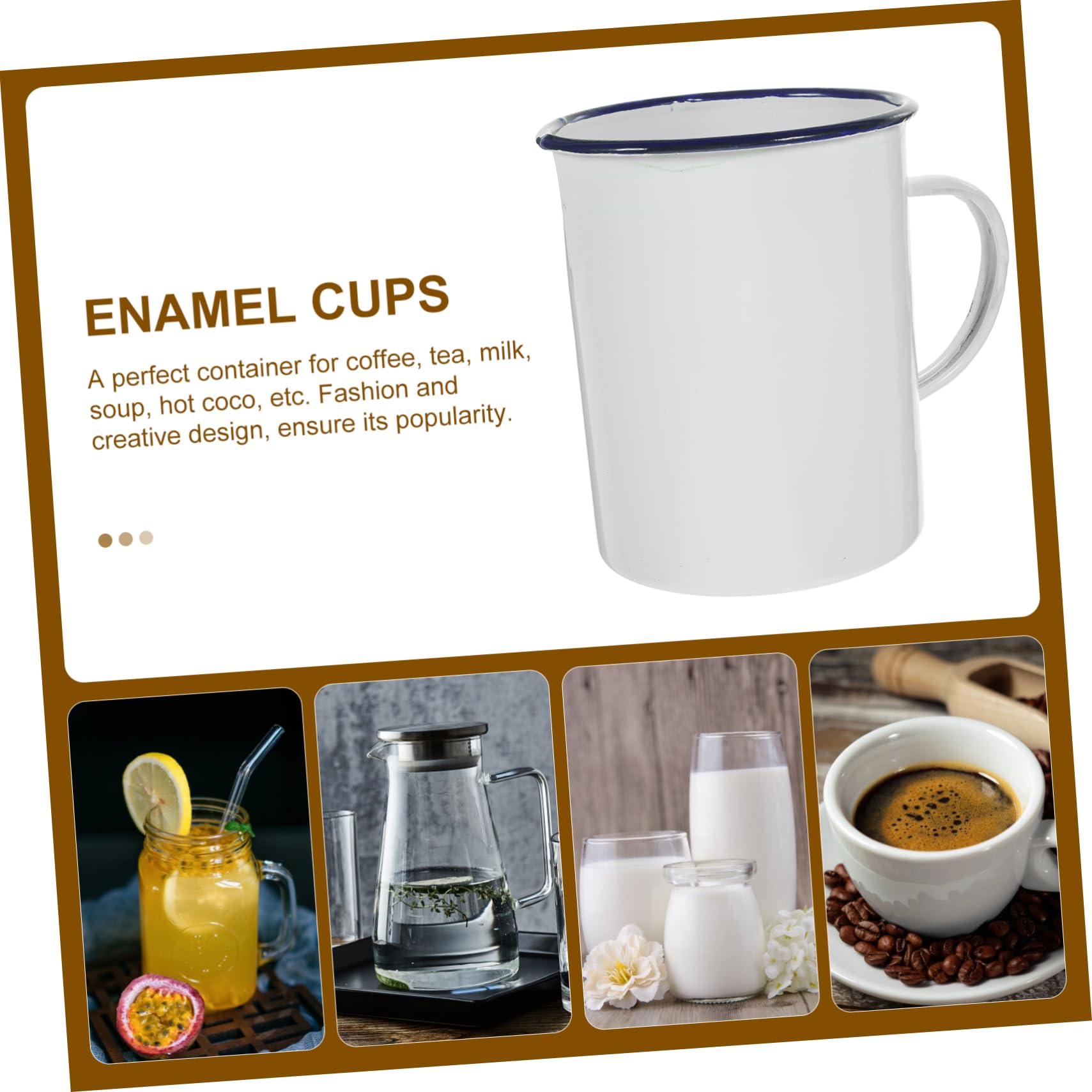 2 Stück Emaille-messbecher Wasserbecher Tragbare Tassen Trinken Kleine Tassen Tragbarer Tasse Outdoor-camping-becher Im Freien Camping Emaille Weiß
