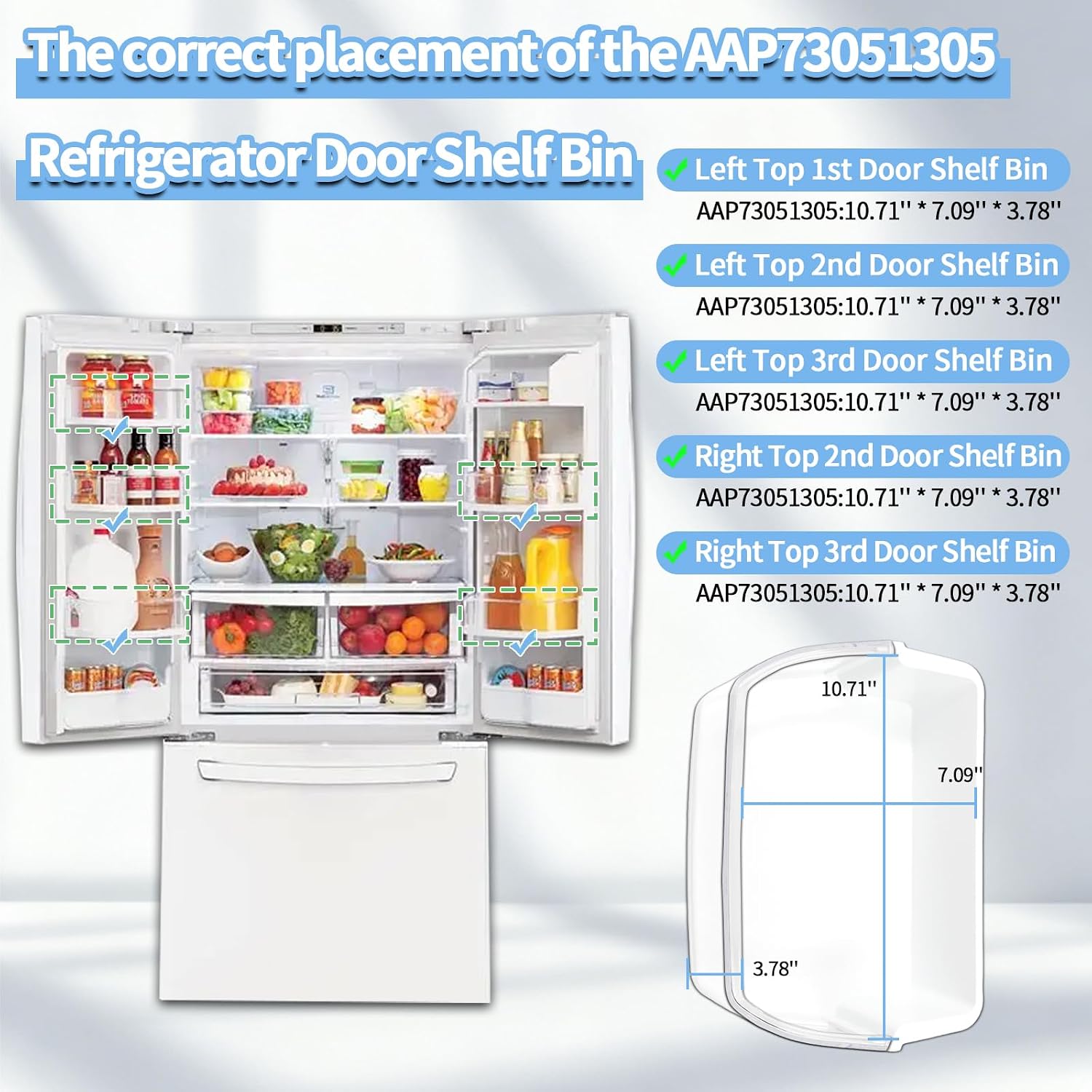 AAP73051305 Refrigerator Door Shelf Bin (Basket) Assembly For LG OR Kenmore Refrigerator,Replaceable Models:795.71322410,795.71322411,795.71322412(Kenmore);LFC22770SB,LFC22770SB/00,LFC22770ST(LG) etc